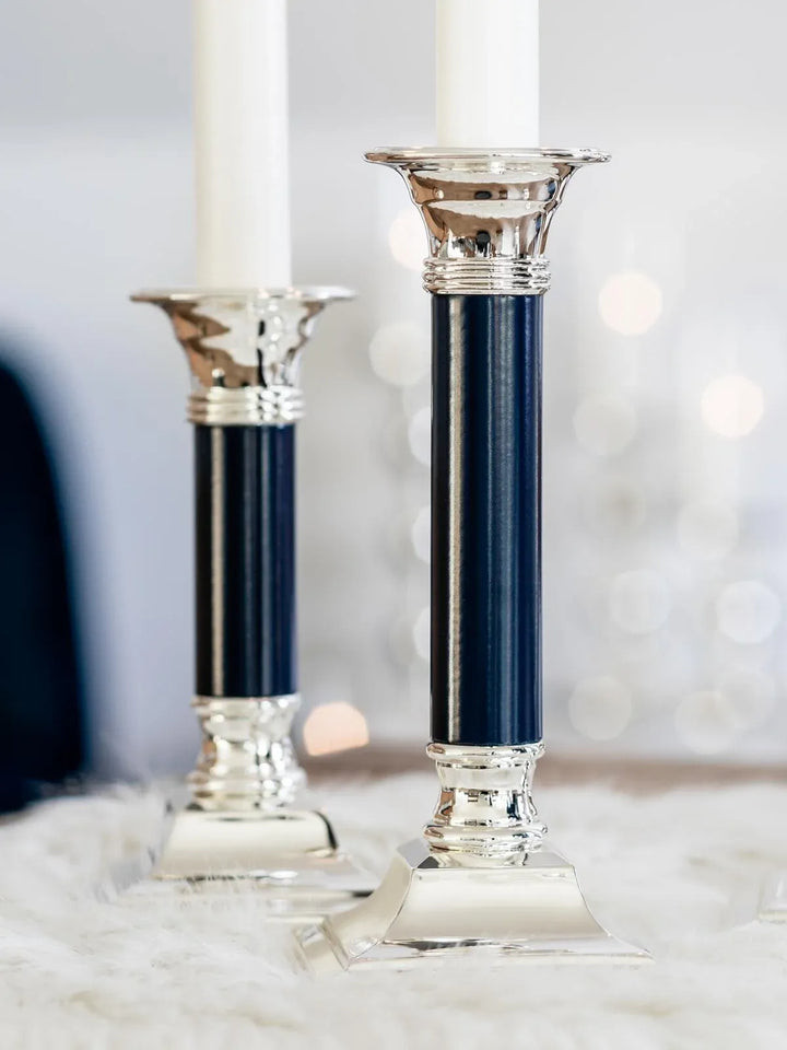 Lincoln Noir  H 19 cm | Bougeoir Argenté Anti-Ternissement