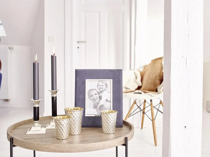 Lincoln Noir  H 19 cm | Bougeoir Argenté Anti-Ternissement