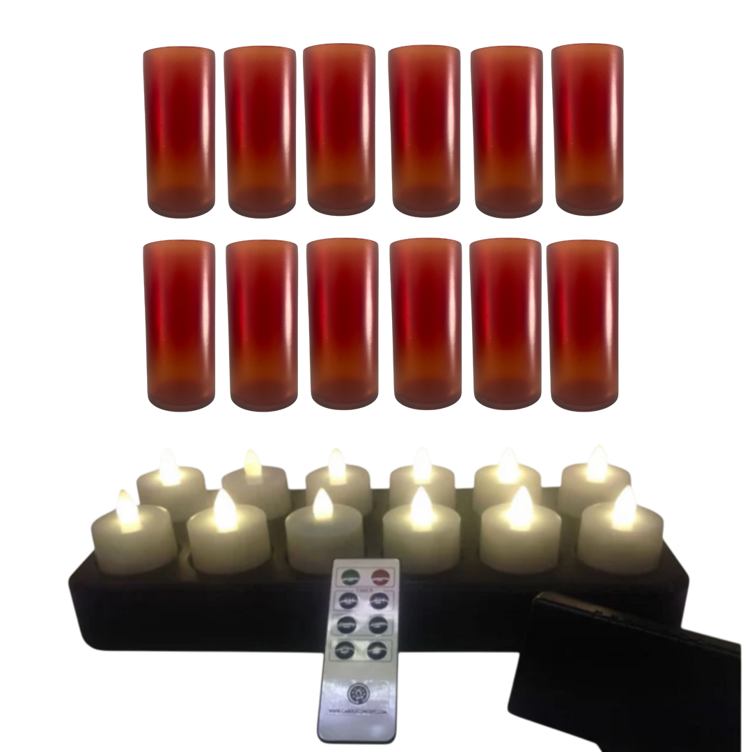 12 photophores offert avce achat set de 12 bougies led rechargeables