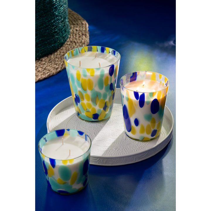 14Bougie Parfumee Noa Rayures - Bleu et jaune