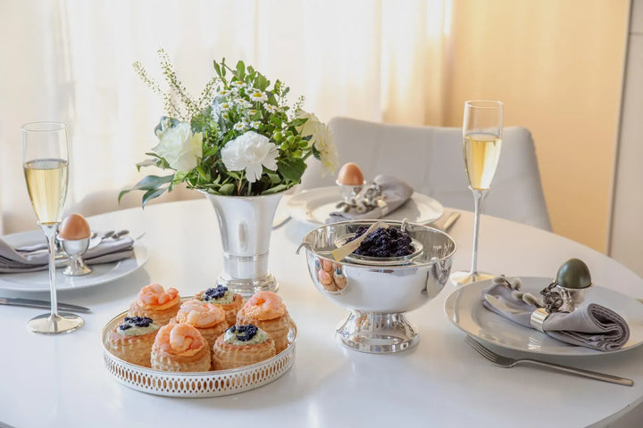 Lot de 2 flûtes H 27 cm | Verre |B ase argentée -Anti-ternissement