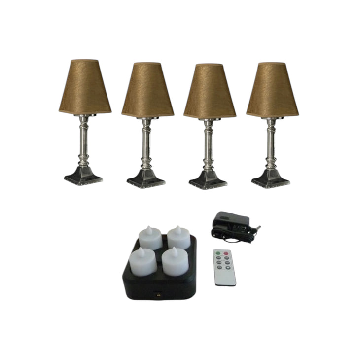 Offre Spéciale : Lampes avec Abat-jour Doré/Or+Set de 4 de Bougies LED Rechargeables - 44,25 EUR