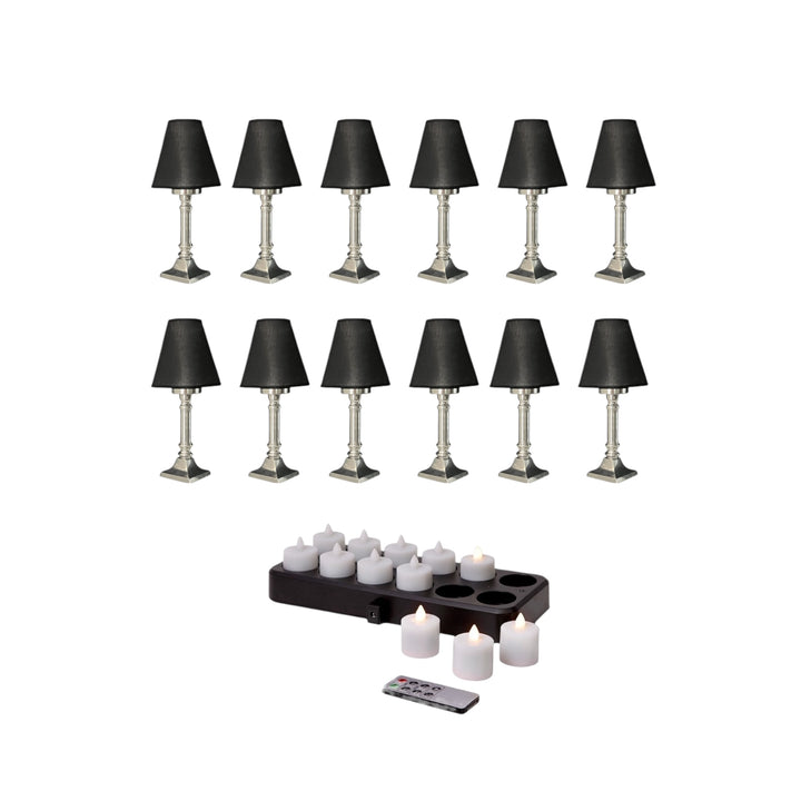 Offre Spéciale : Lampe avec Abat-jour LIN NOIR + Système de Bougies LED Rechargeables - 44,25 EUR