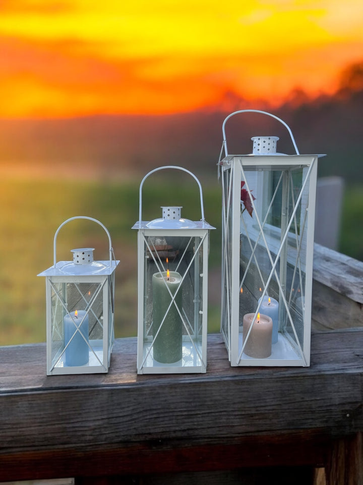 Lanternes blanc  avec vitre et fermoir