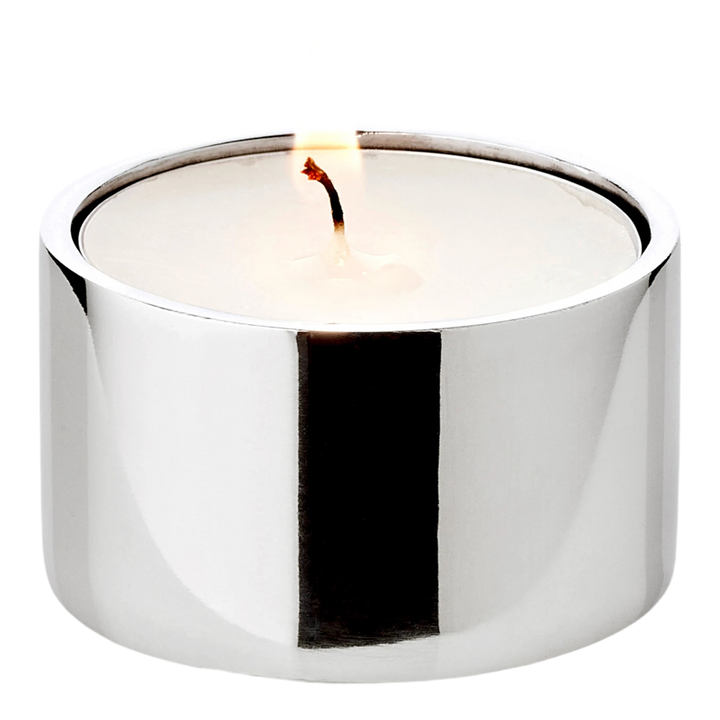 Lot de 4 photophores Franz (hauteur 2,5 cm)| Argenté acier inoxydable | poli brillant