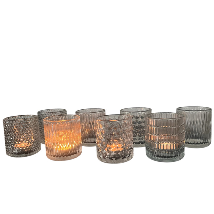 Lot de 8 photophores en verre – Pour bougies chauffe-plat