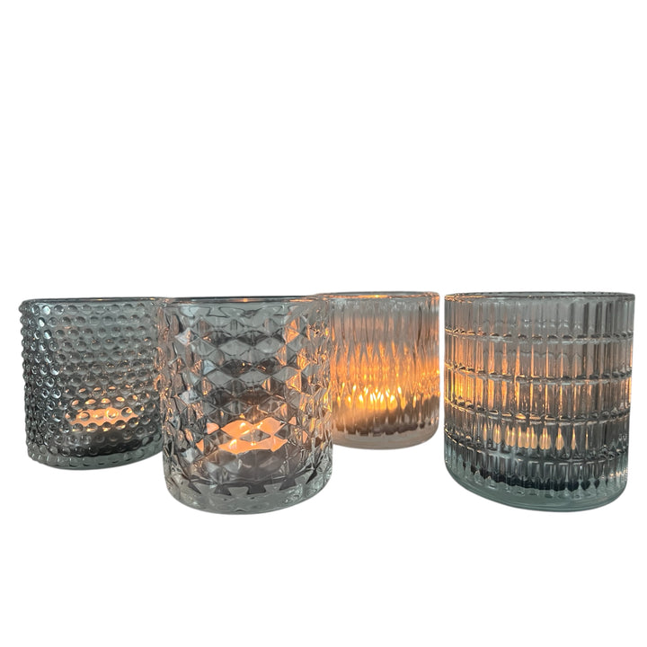 Lot de 8 photophores en verre – Pour bougies chauffe-plat