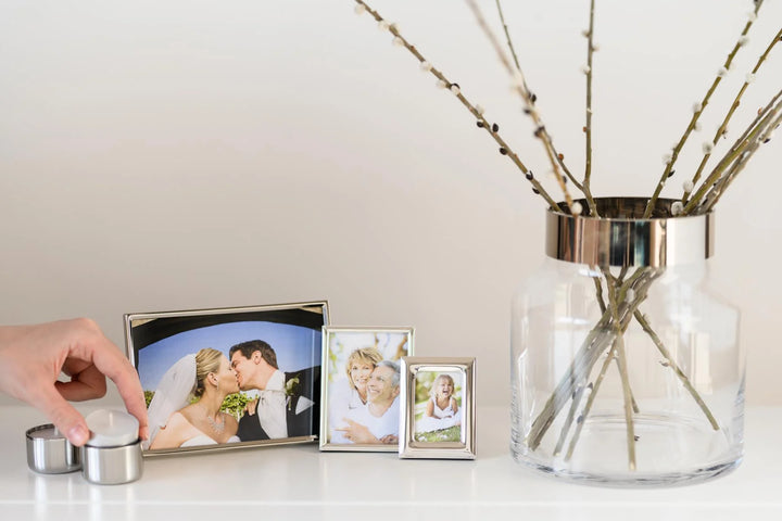 Lot de 4 photophores Franz (hauteur 2,5 cm)| Argenté acier inoxydable | poli brillant