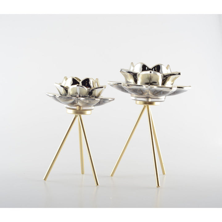 Golden Flower Candle Holder 12.5 x 12.5 x 17.5 cm