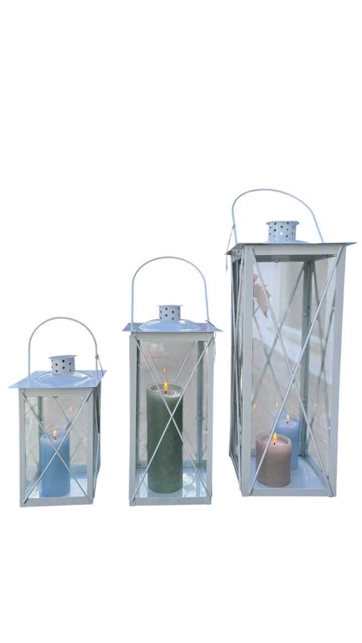Lanternes blanc  avec vitre et fermoir