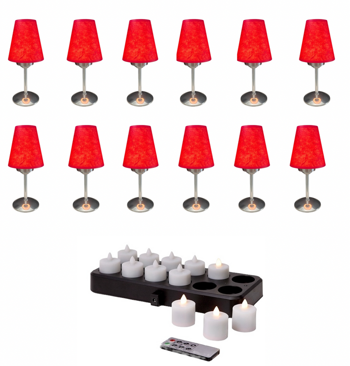lampes led abat jour rouge effet bougie ou lampe