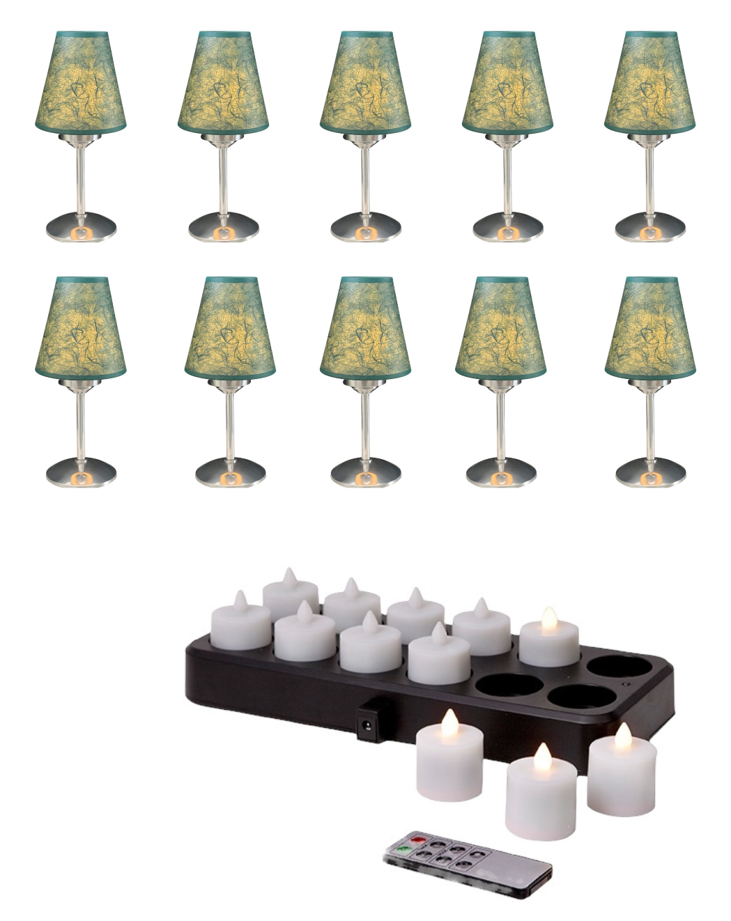 LAMPES LED AVEC ABAT JOUR  VERT ET TELECOMMANDE