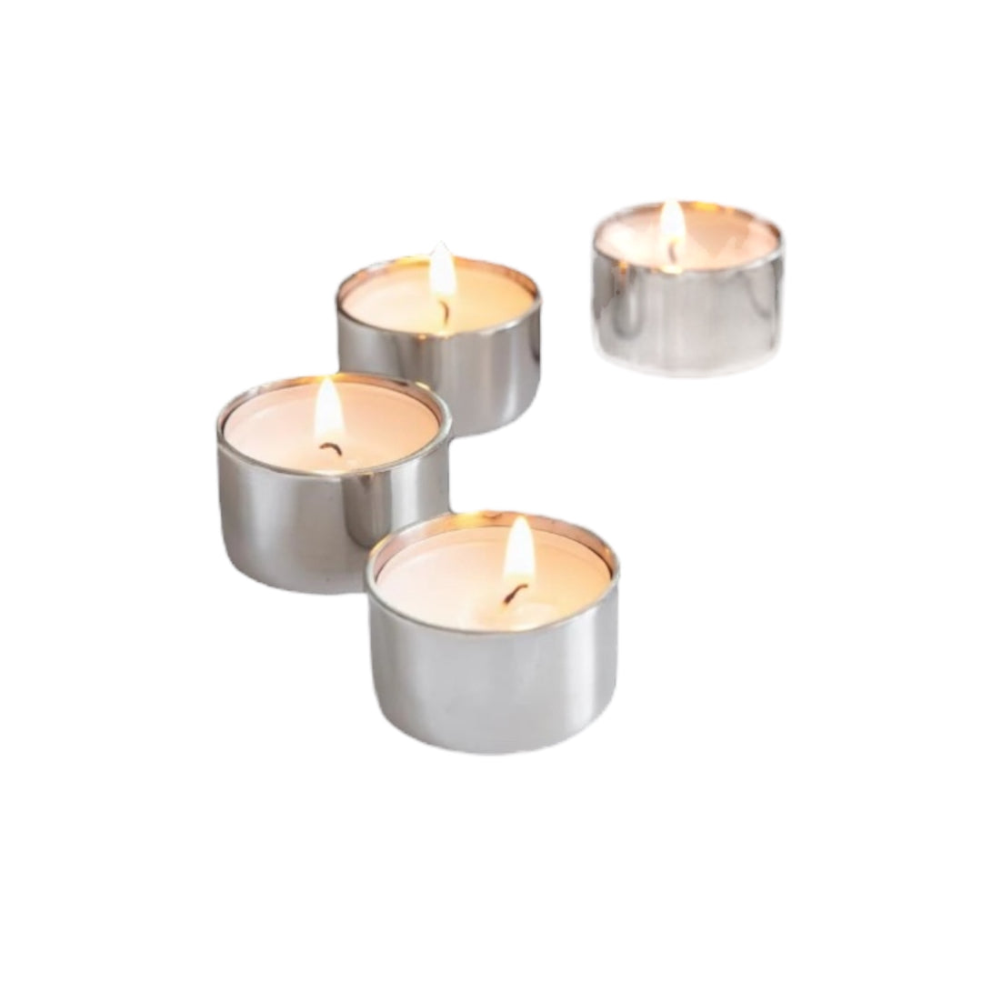 Lot de 4 photophores Franz (hauteur 2,5 cm)| Argenté acier inoxydable | poli brillant