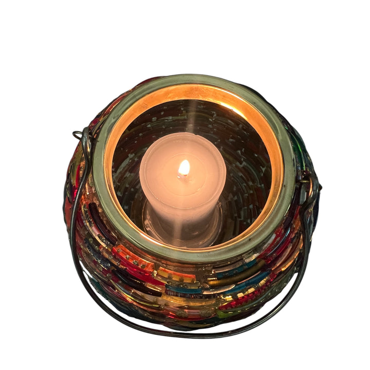 Lanterne en Verre Mosaïque |  Couleurs des Chakras