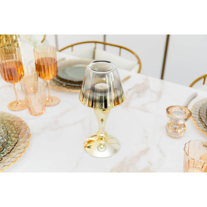 BOUGEOIR CHAUFFE PLAT  EN VERRE DORE