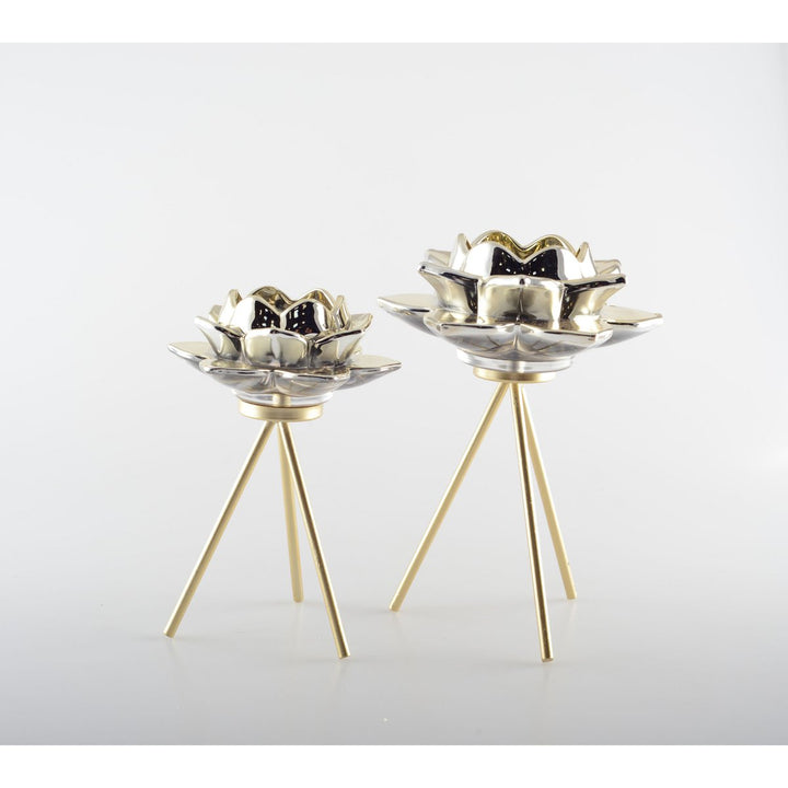 BOUGEOIR FLEUR EN VERRE SUR PIED