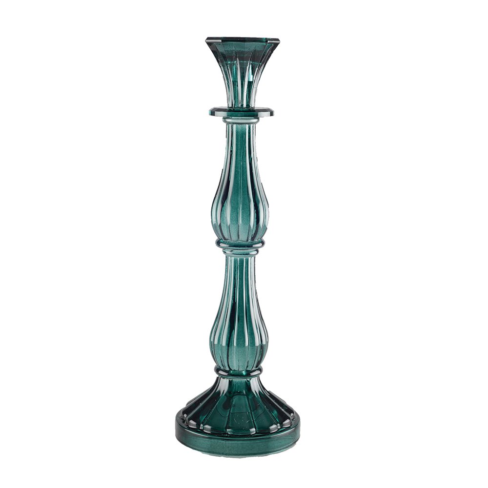 BOUGEOIR  VERRE COULEUR  TURQUOISE