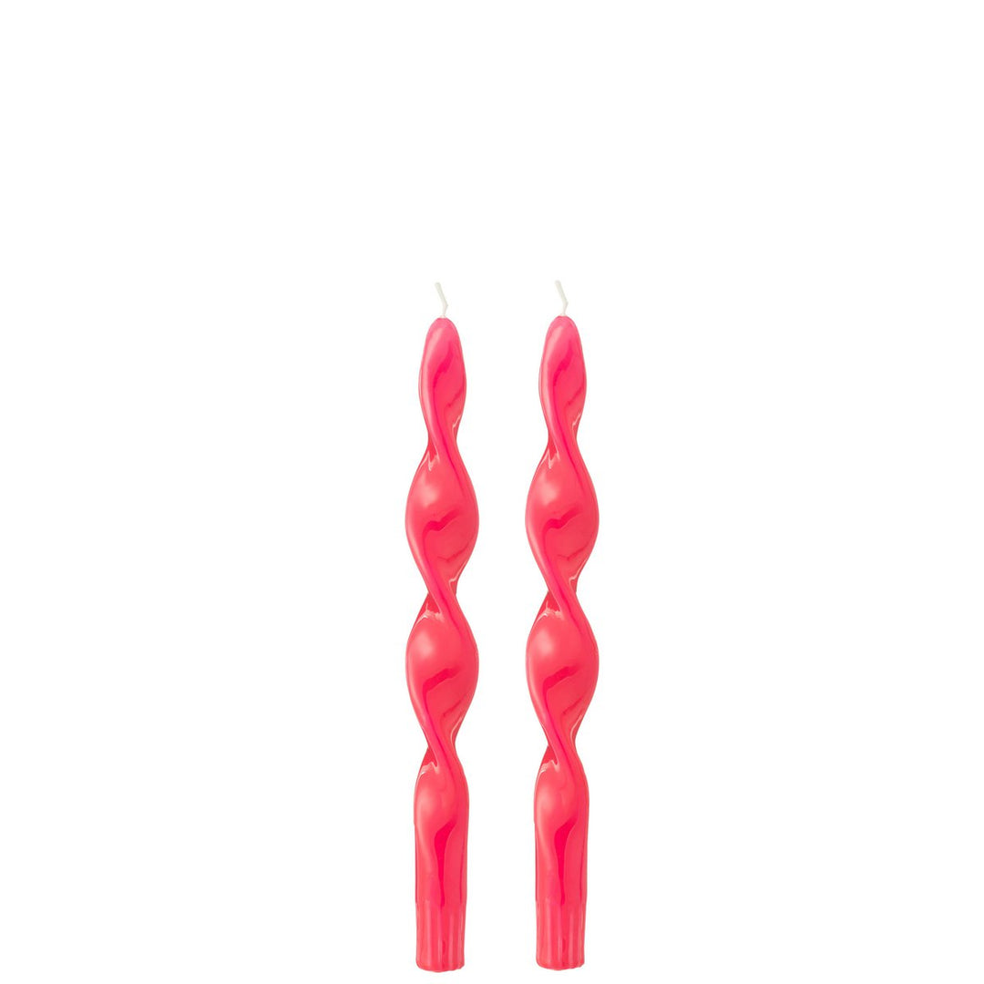 Boîte de 2 bougies torsadées fuchsia Small - 3h