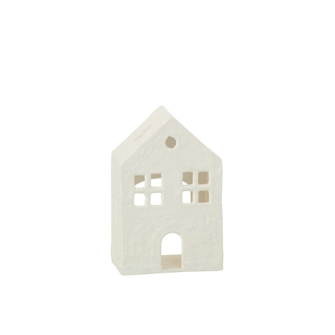 Bougeoir Maison en Aluminium Blanc (H 19 cm)
