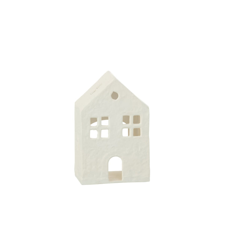 Bougeoir Maison en Aluminium Blanc (H 19 cm)