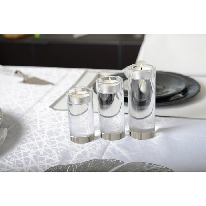 Bougeoir en verre transparant H14cm pour fetes, mariages,