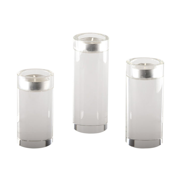 Bougeoir en verre transparant H14cm pour fetes, mariages, événement