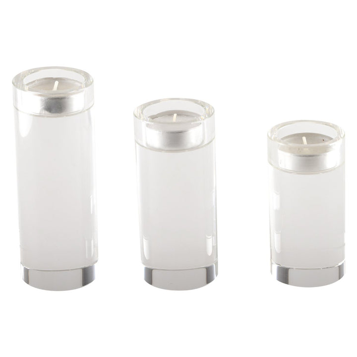 Bougeoir en verre transparant H14cm