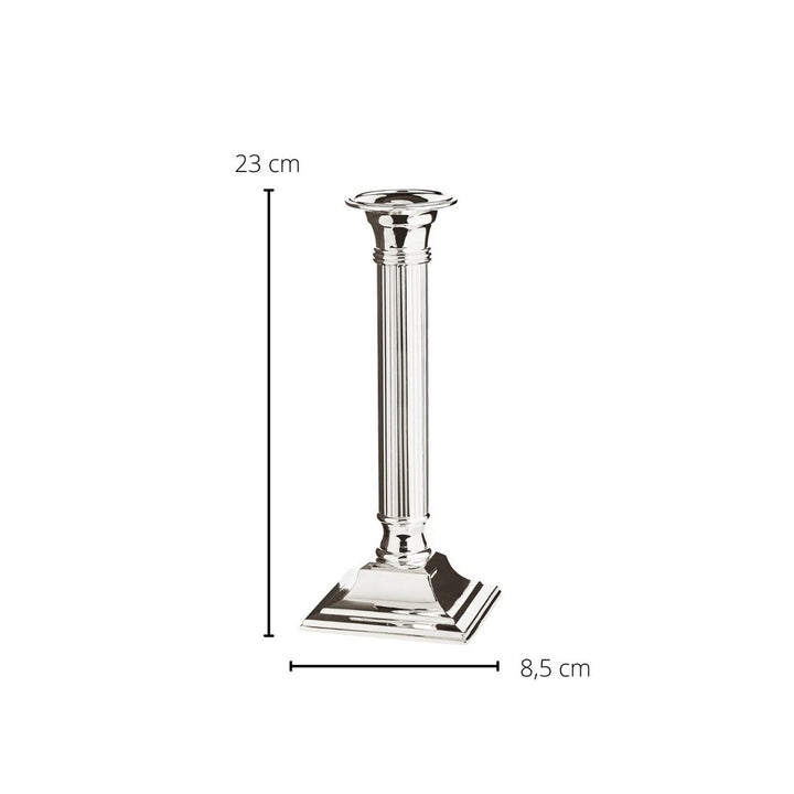 Bougeoir tige cannelée argente