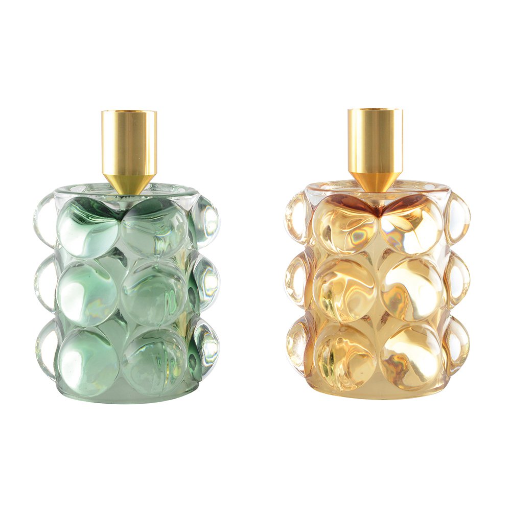 Bougeoirs bulles jaune et vert