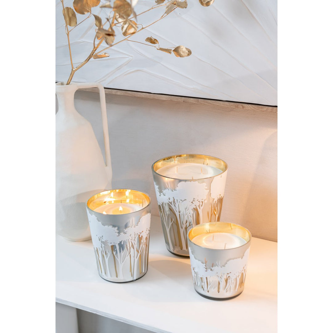 Bougie Parfumée Forêt Soja Noa Blanc/Doré  68h pour cadeaux