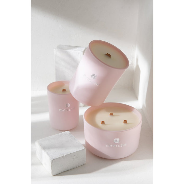 Bougie Parfumée  Verre Rose -Grand modéle