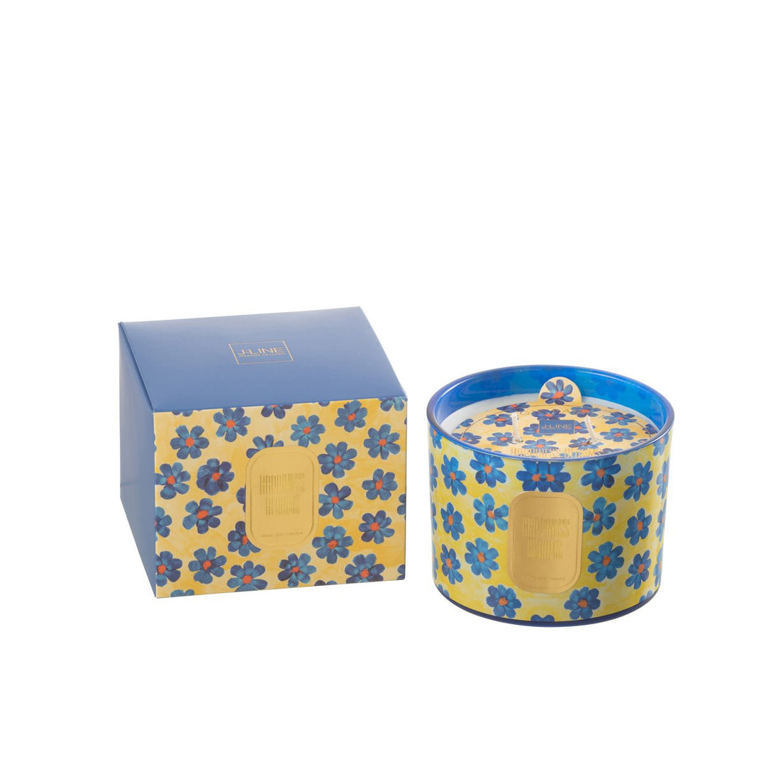 Bougie Senteur Fleurs Bleu/Jaune  30 Heures
