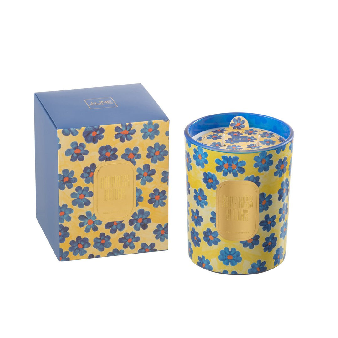 Bougie Senteur Fleurs Bleu/Jaune Large - 70 Heures