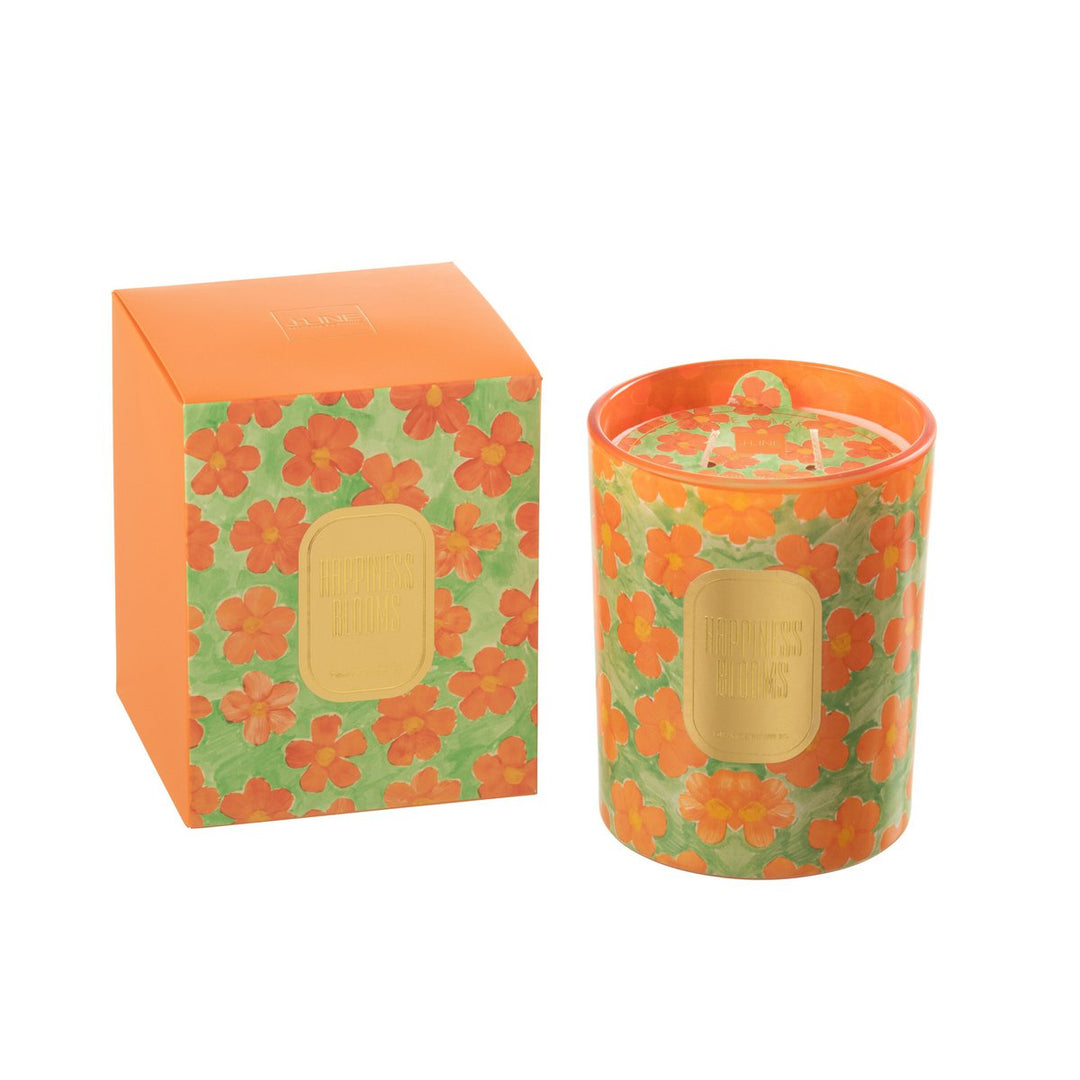 Bougie Senteur Fleurs Orange/Vert Large - 70 Heures