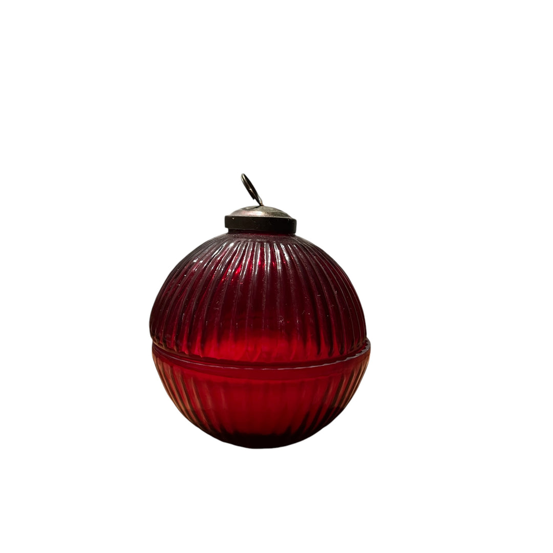 Bougie boule de Noël en verre  rouge