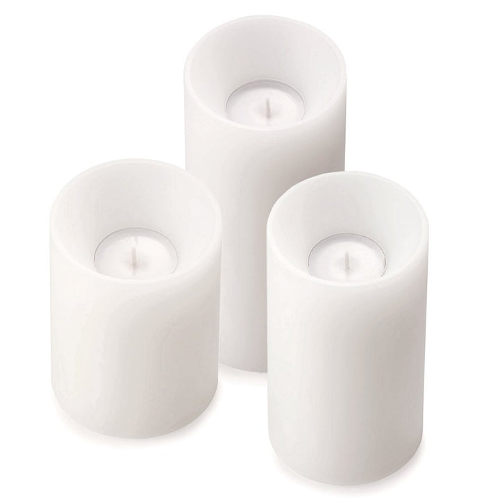 Bougie permanente Cornelius Deep (hauteur 15 cm, Ø 8 cm), blanche, photophore résistant à la chaleur