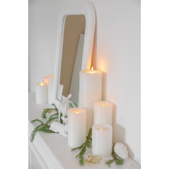 Bougie permanente Cornelius (hauteur 12 cm, Ø 8 cm), blanche, photophore résistant