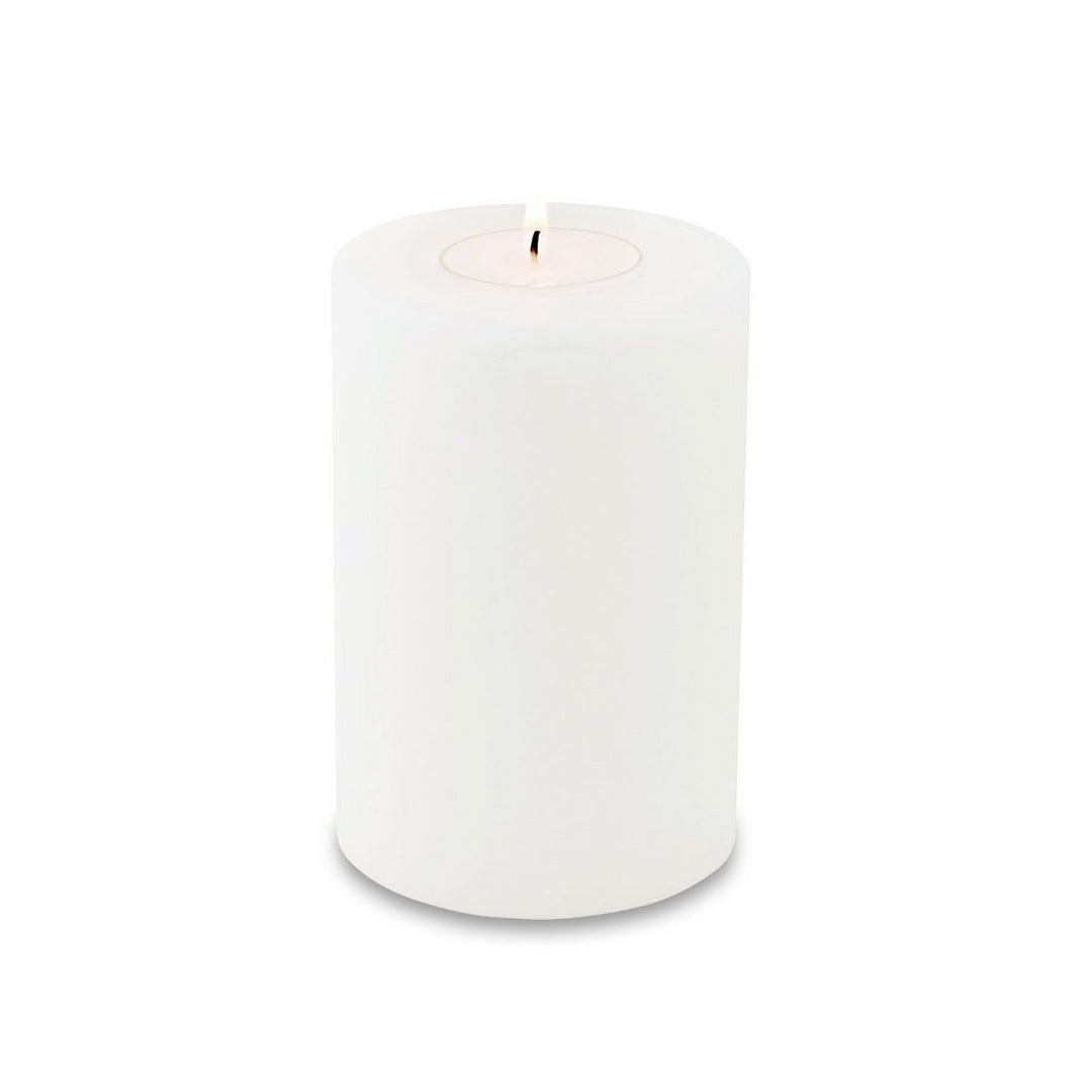 Bougie permanente Cornelius (hauteur 12 cm, Ø 8 cm), blanche, photophore résistant à la chaleur jusqu’à 90 °C