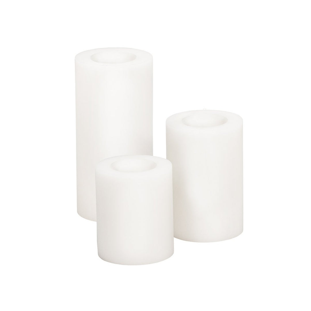 Bougie permanente Cornelius (hauteur 21 cm, Ø 10 cm), blanche, photophore résistant