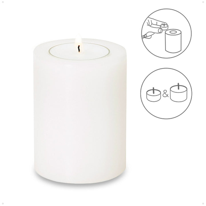 Bougie permanente Cornelius (hauteur 6 cm, Ø 8 cm), blanche, photophore résistant à la chaleur