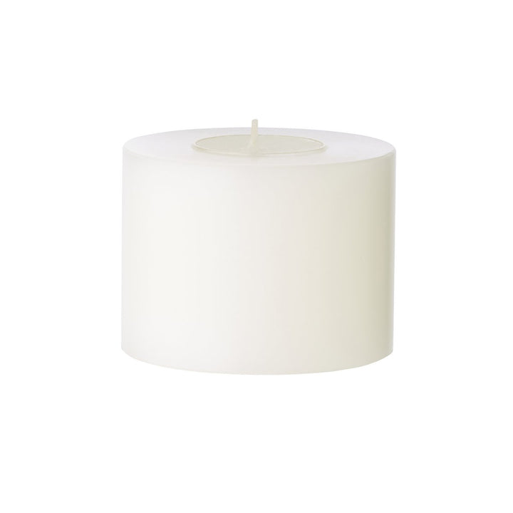 Bougie permanente Cornelius (hauteur 6 cm, Ø 8 cm), blanche, photophore résistant à la chaleur jusqu’à 90 °C