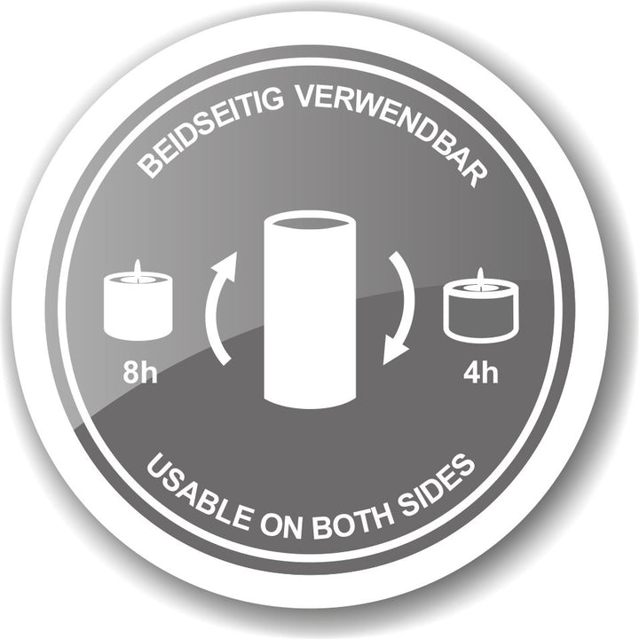 Bougie permanente Cornelius (hauteur 6 cm, Ø 8 cm), blanche, photophore résistant à la chaleur jusqu’à 90 dg