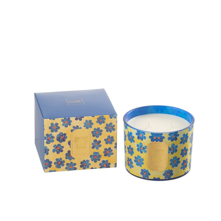 Bougies Senteur Fleurs Bleu/Jaune 30 Heures