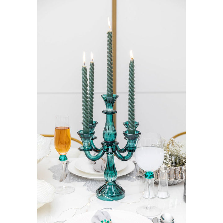 CHANDELIER  5 BRAS VERRE TURQUOISE