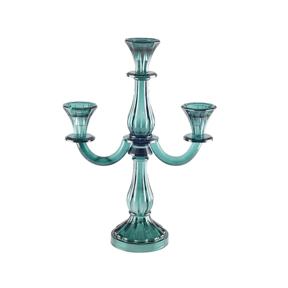 CHANDELIER VERRE TURQUOISE 3 BRAS