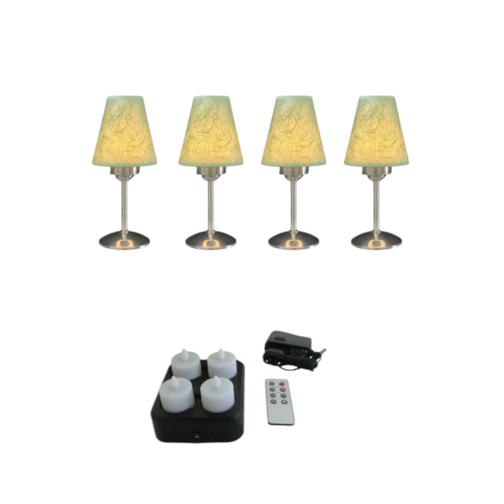 CORDLESS LAMP WITH GREEN LAMPSHADES