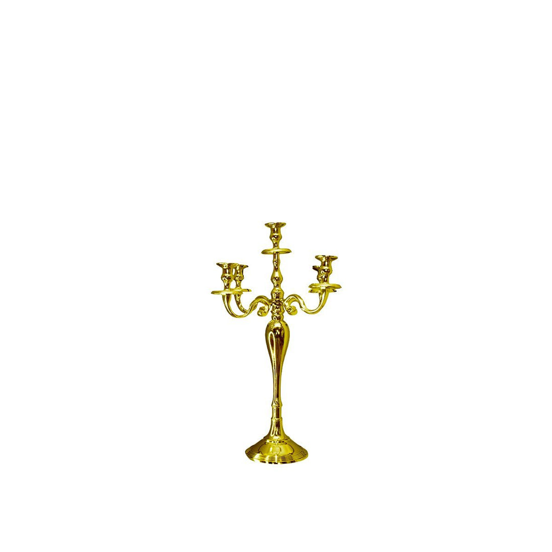 Chandelier 5 branches doré – 28 × 28 × 40 cm