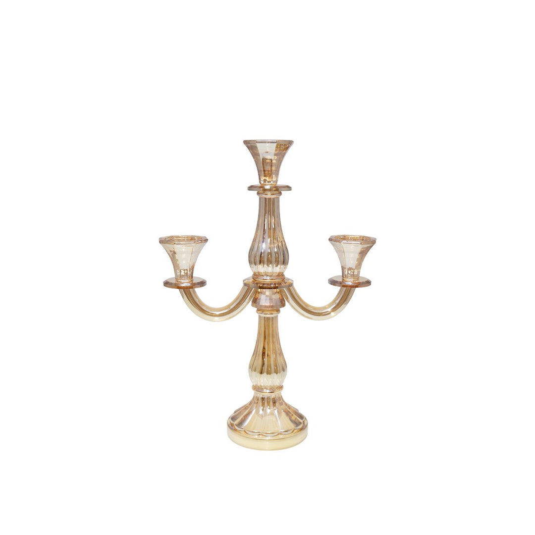 Chandeliier 3 bras en verre ambre