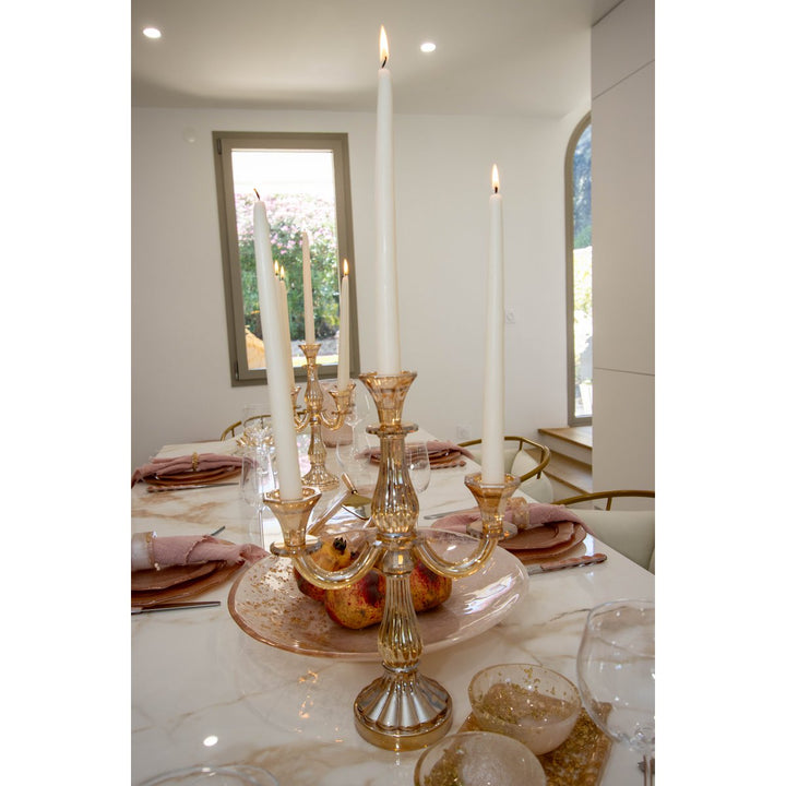 Chandeliier 3 bras en verre ambre marriage