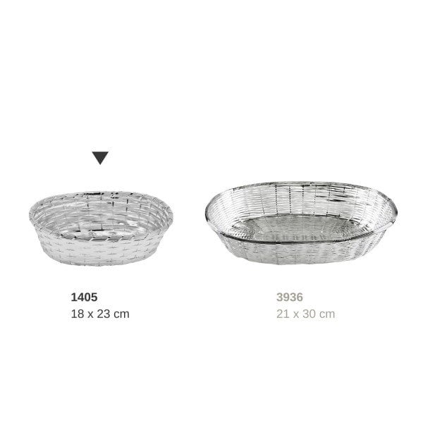 Corbeille à pain ovale argentée table